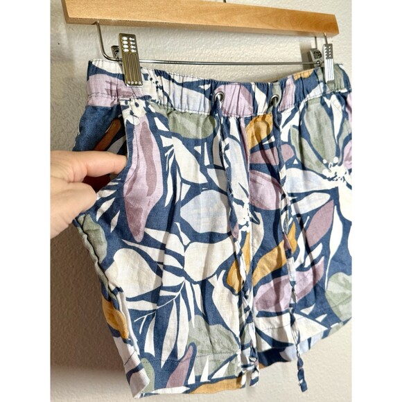 Nicole Miller 100% LINEN Shorts Womens Size S Blue Multi Color Tropical Beach - Picture 2 of 9